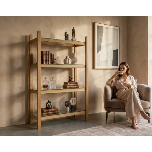 REGAŁ NA KSIĄŻKI  DREWNO LITE DĄB JESION OLCHA RNK-15